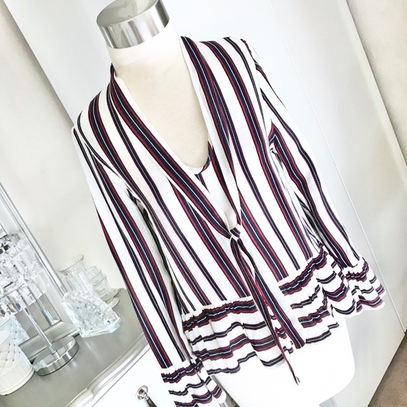 Boho Striped Top Blouse XS - Picture 5 of 6